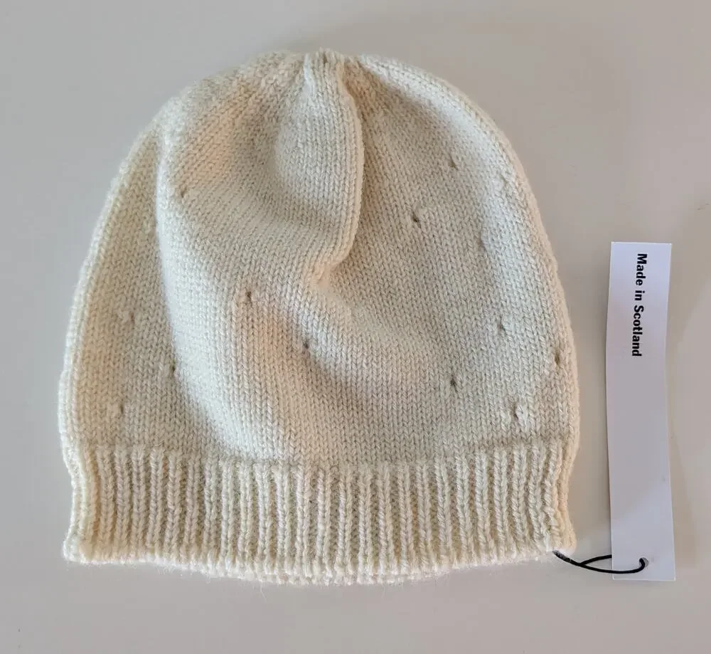 Molly Goddard Cream One Size Wool Lace Hole Beanie NEW!